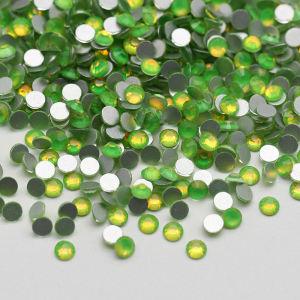 Wholesale Flash Peridot Beads Glass Stone Colorful Half Round Rhinestone Flatback Glue on Rhinestone Nail for Nail Decoration