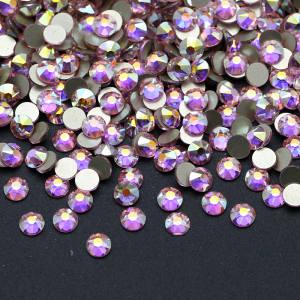 SS20 Lt Pink AB Flat Back Non Hot Fix Rhinestones 2088 16 Cut 8 Big 8 Small Cut Glass Crystal Nails Garments Bags Glue