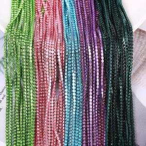 Shaka Crystal SS6 SS8 SS12 Crystal Rhinestone Cup Chain in Roll Sew on Glass Rhinestone Chain Trim Strass Cup Chain for Dress DIy