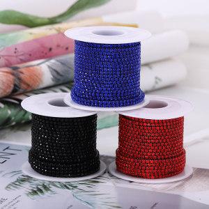 Shaka Crystal Glass Rhinestone Chain with Colorful Bottom Sew on Stone Cup Chain Gule on Rhinestone Trim for DIY Accessories