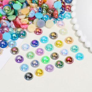  Factory 2mm-14mm All Size Pop Colors ABS Half Cut Pearls Flatback Loose White Plastic Half Round Pearls For Handmade DIY
