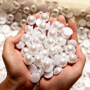 Factory Wholesale Price White ABS Plastic Pearls Half Round Pearls Flatback Beads Loose Imitation Pearl