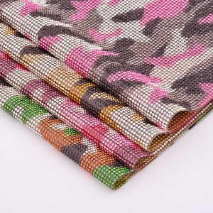 New Patterned With pink Leopard Print Hot Fix Crystal Trimming Hot Fix Adhesive Rhinestone Mesh Sheet